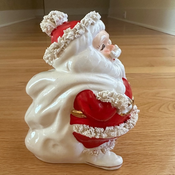 Vintage Santa Claus Bank Coin Bank Spaghetti Trim Japan 1950's-60's - Picture 2 of 14